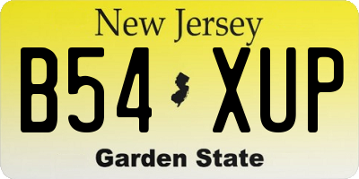NJ license plate B54XUP