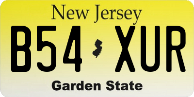NJ license plate B54XUR