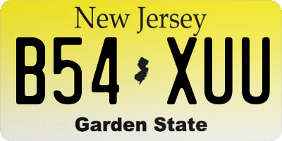 NJ license plate B54XUU