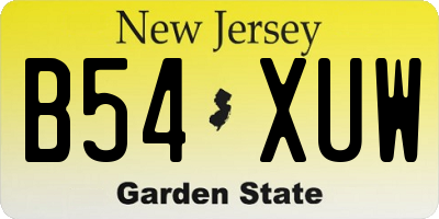 NJ license plate B54XUW