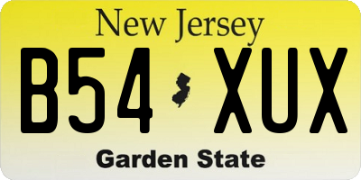 NJ license plate B54XUX