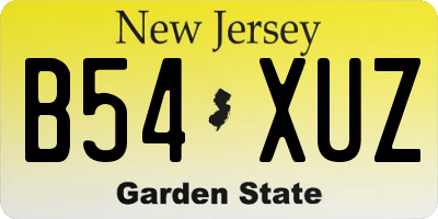 NJ license plate B54XUZ
