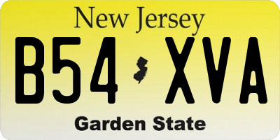 NJ license plate B54XVA