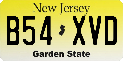 NJ license plate B54XVD