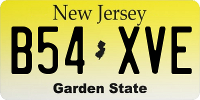 NJ license plate B54XVE