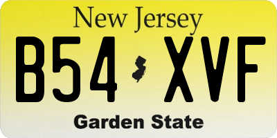NJ license plate B54XVF
