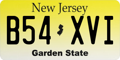NJ license plate B54XVI
