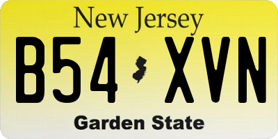NJ license plate B54XVN