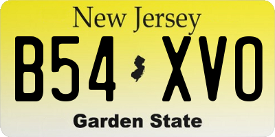 NJ license plate B54XVO