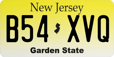 NJ license plate B54XVQ