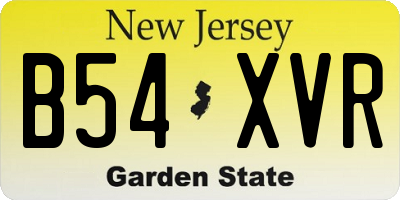 NJ license plate B54XVR