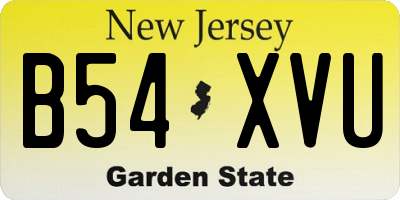 NJ license plate B54XVU
