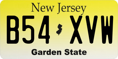 NJ license plate B54XVW