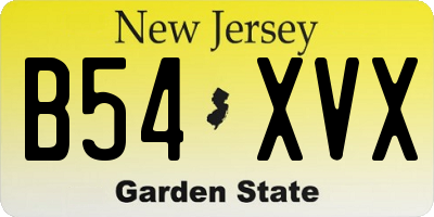 NJ license plate B54XVX
