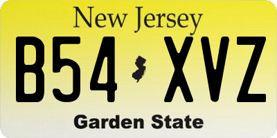 NJ license plate B54XVZ