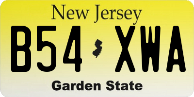 NJ license plate B54XWA
