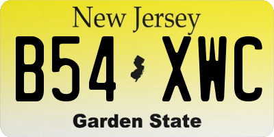 NJ license plate B54XWC