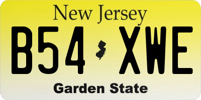 NJ license plate B54XWE