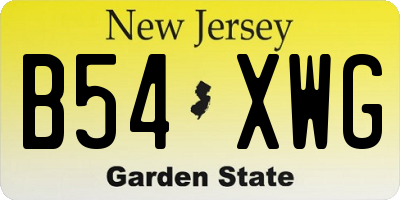 NJ license plate B54XWG
