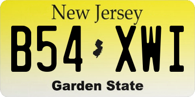 NJ license plate B54XWI