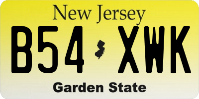 NJ license plate B54XWK