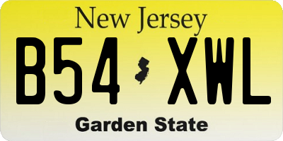 NJ license plate B54XWL