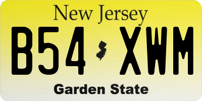 NJ license plate B54XWM