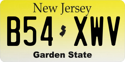 NJ license plate B54XWV