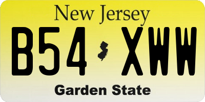NJ license plate B54XWW