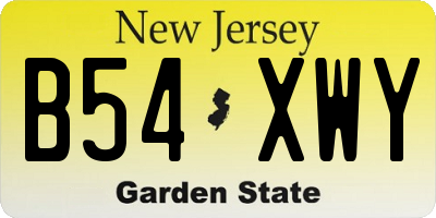 NJ license plate B54XWY