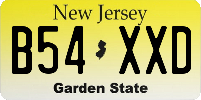 NJ license plate B54XXD
