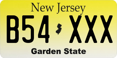 NJ license plate B54XXX
