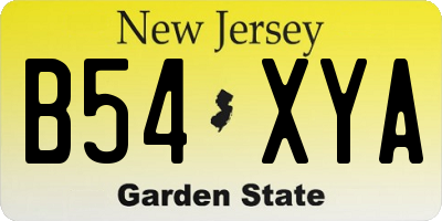NJ license plate B54XYA