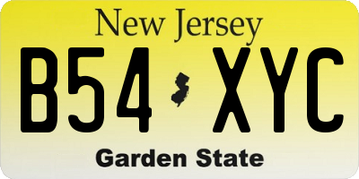 NJ license plate B54XYC