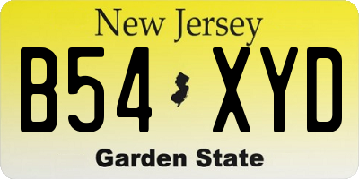 NJ license plate B54XYD