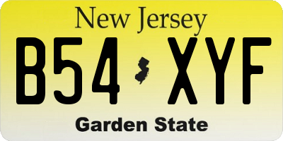 NJ license plate B54XYF