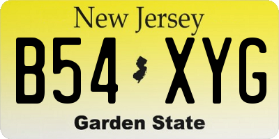 NJ license plate B54XYG