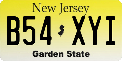 NJ license plate B54XYI