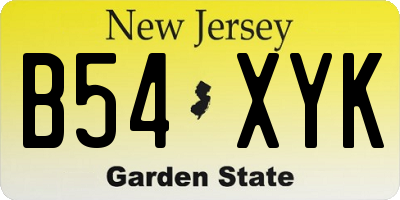 NJ license plate B54XYK