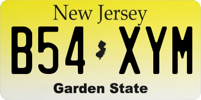 NJ license plate B54XYM