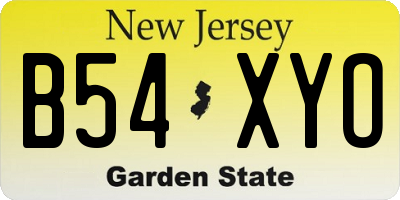 NJ license plate B54XYO