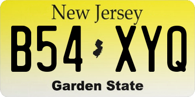 NJ license plate B54XYQ