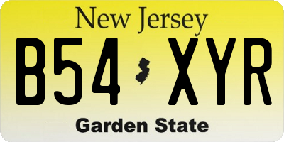 NJ license plate B54XYR