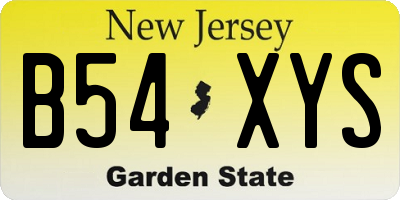 NJ license plate B54XYS
