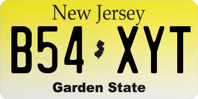 NJ license plate B54XYT