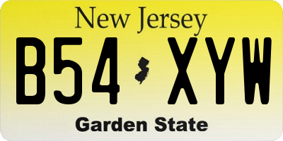 NJ license plate B54XYW