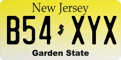 NJ license plate B54XYX