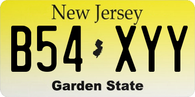 NJ license plate B54XYY