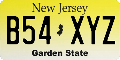 NJ license plate B54XYZ