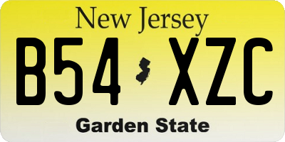 NJ license plate B54XZC